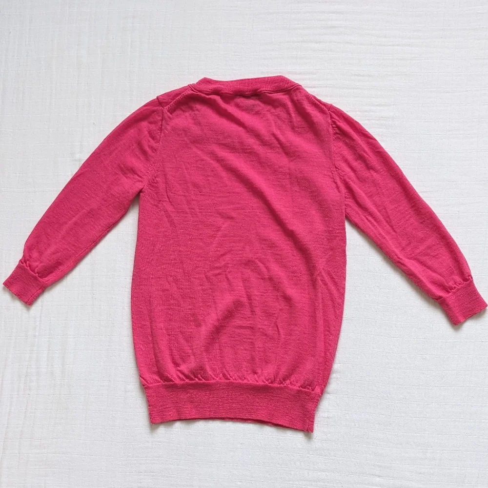 J. Crew Tippi Sweater 100% Merino Wool 3/4 Sleeve Womens XS Pink Barbie Office